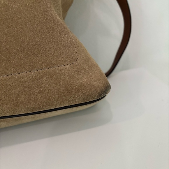 Michael Kors Collection Sedona Large Suede Flap Messenger Bag Tan Brown - Picture 6 of 14